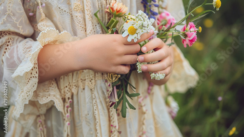 girl holding flowers in her hand
