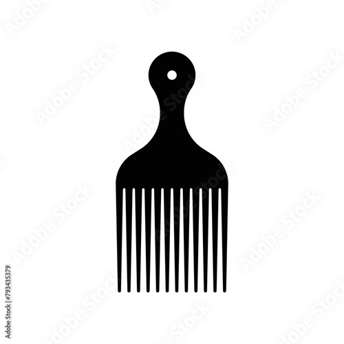 Afro pick comb vector isolated on white background.