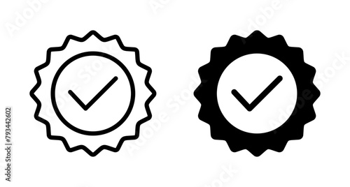 Approved icon vector isolated on white background. Certified Medal Icon vector. check mark