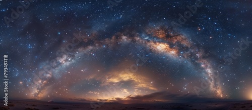 A stunning panorama showcasing the vastness of the galaxy and the Milky Way seen from a remote vantage point