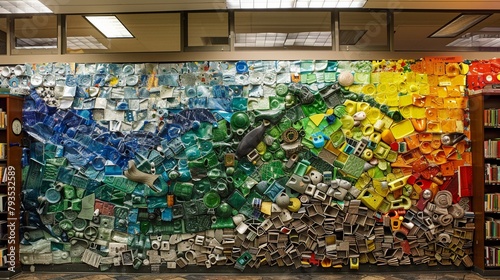 Recycled art piece in a public library