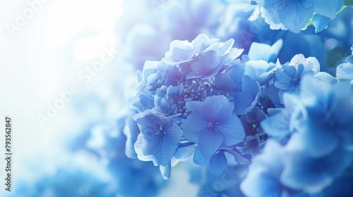 Iridescent blue flowers against a white backdrop