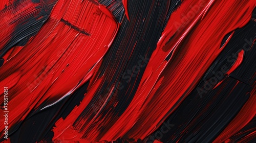 Red and black paint brush stroke texture background. Abstract acrylic painting.