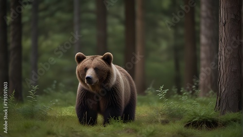 Big brown bear in a forest.generative.ai 