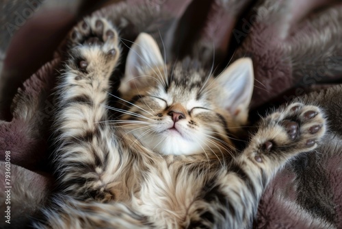 Fluffy kitten takes a nap