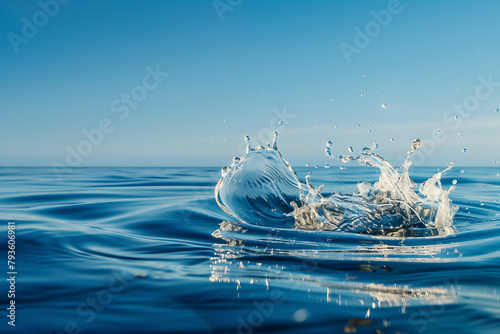 A moment when a large splash arises in a calm lake