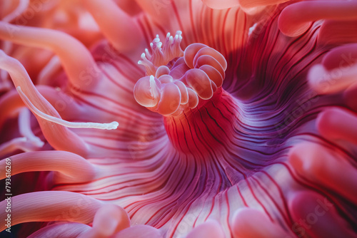 Detailed close-up of a sea anemone's stinging tentacles capturing its otherworldly allure