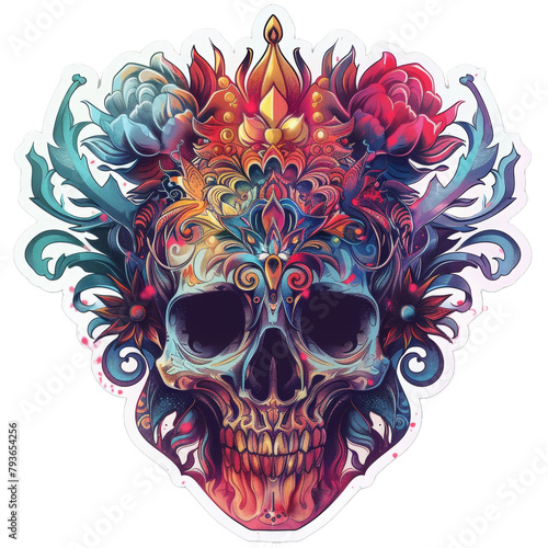 Day of the Dead Skull Mask, Creative skull and nature hand drown design art.png