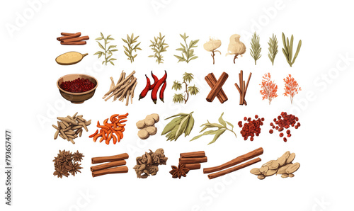 Traditional Chinese Medicine Herbs set vector isolated vector style illustration