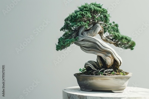 Bonsai pruning tutorial on a soft transparent white backdrop, ideal for instructional materials