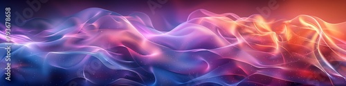 vibrant abstract waves flowing in purple pink and blue with glowing particles