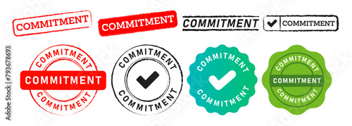 commitment rectangle and circle stamp seal badge sign for commit responsibility