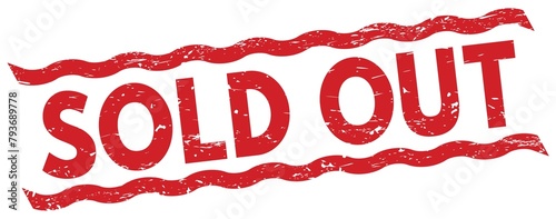 SOLD OUT text on red lines stamp sign.