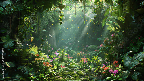 Surreal fantasy dreamland garden lush vegetation 