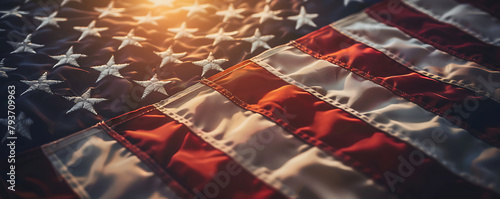 Memorial Day with American flag for 4th of July or Labour Day background illustration with copy space for text.