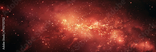A dark red sky with stars and light particles in dark background. grainy texture,red background, Suitable for use as a backdrop in music videos, club promotions, or abstract design projects