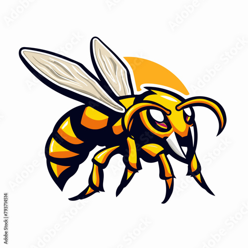 Wasp Mascot for Esports Team Logo Flat Color and Kid Friendly Vector Illustration