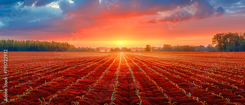 The Golden Glow of Agriculture, Sunset Over the Cultivated Fields
