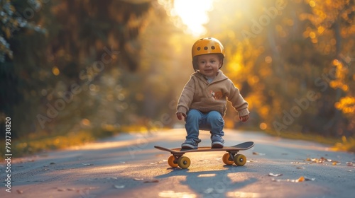 Little adventurer on a skateboard gets a guiding hand, a moment of pure childhood delight.