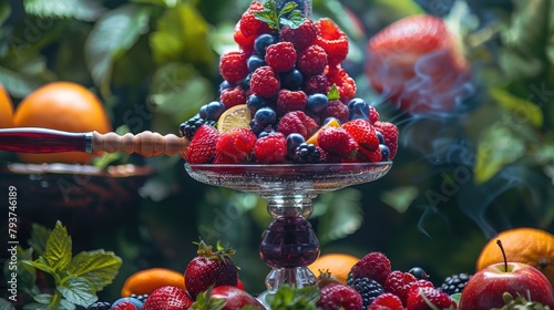 fruit hookah fruits on a dark background