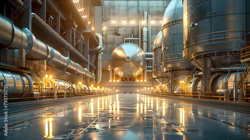 Cutting-Edge Reactor Design for Nuclear Plants in Cinematic Photographic Style with