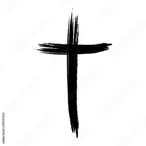 Brush painted cross icon. Vector illustration
