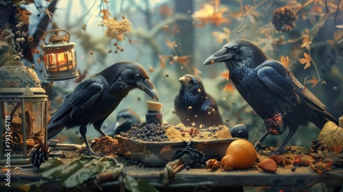 Imagine a world where curious crows, with their knack for tool use, become experts at operating miniaturized grinders, freshly preparing fragrant spices for every culinary creation