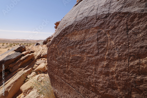 Series - Gravures rupestres du Tassili - rock engravings in Tassili n'Ajjer (Algeria), dated from the Neolithic period around 9-10,000 years