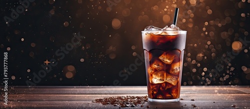 Glass iced coffee straw ice