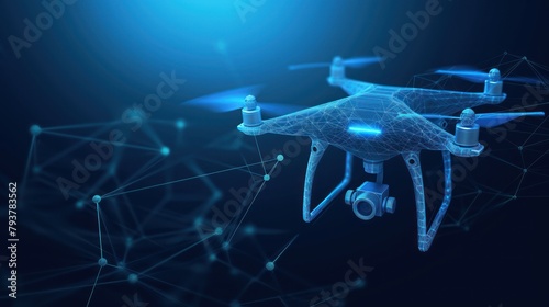 digital drone on blue background