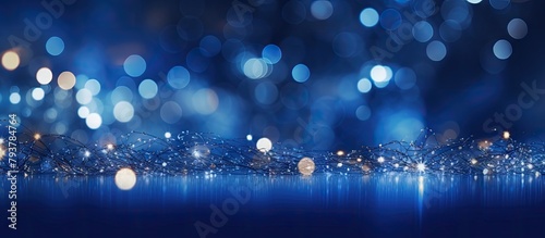 Bright blue background with numerous lights