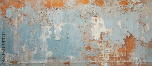 Rusted metal surface with blue and orange paint