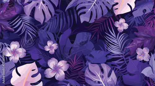 Exotic tropical on violet background with hawaiian pl