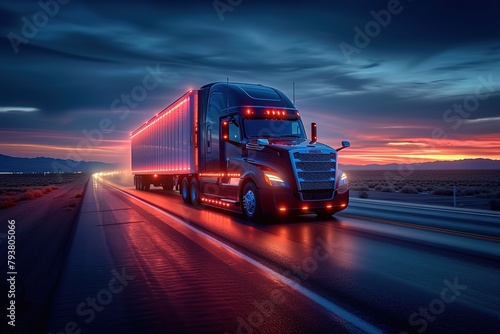 Truck Driver's Rig Aerodynamics An illustration or image highlighting aerodynamic features on trucks for fuel efficiency