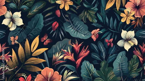 Floral seamless pattern with flowers and plants 