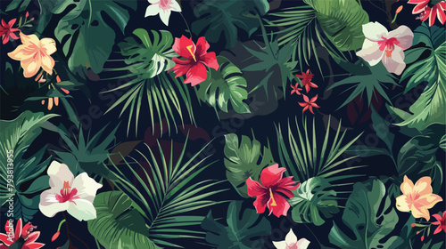 Floral seamless pattern with flowers and plants 