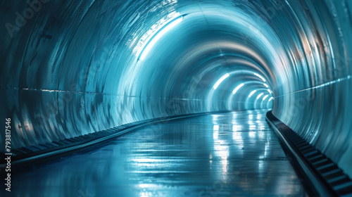 Sleek and modern designed underground tunnel illuminated by soft lighting