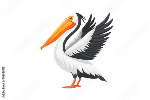  Pelican bird cartoon white background - Generative AI