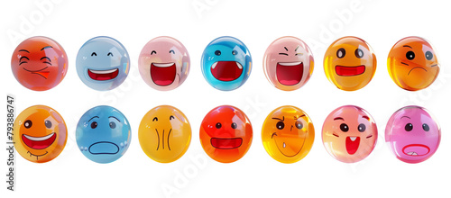 set of colorful gelly emoji stickers, png transparent background