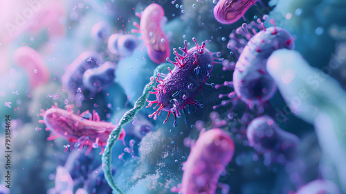  gut bacteria and microbes close up macro