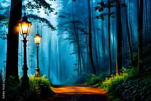 Lantern lit serenity nighttime countryside stroll