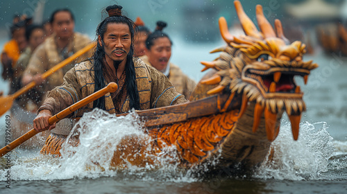 7. Racing Tradition: A historical reenactment transports spectators back in time to ancient China, where dragon boat racing originated as a means of commemorating the legendary poe