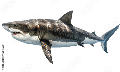 great white shark isolated on a transparent background. PNG