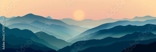 Misty Himalayan Foothills at Sunrise A Minimalist Digital Capturing the Serene Beauty of Mountain Landscapes