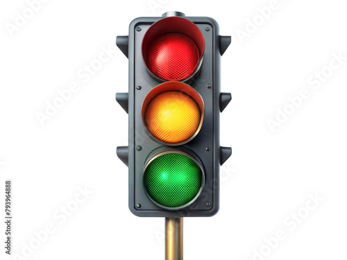 Traffic light on transparent background illustrating rules