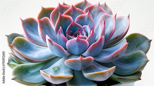A beautiful rosette succulent with pink edges on the leaves