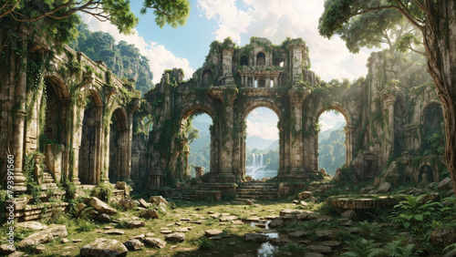 Overgrown Ruins of an ancient abbey 