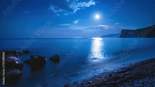 blue sea night sky saw
