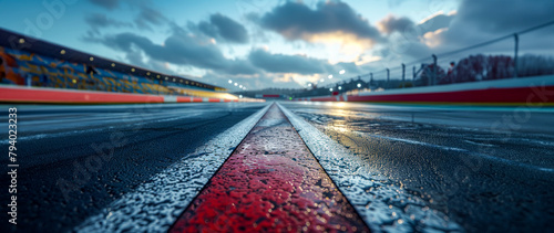 Wet racing track after rain