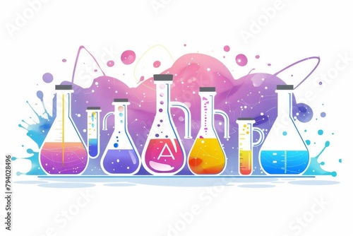colorful chemical science research lab banner background illustration